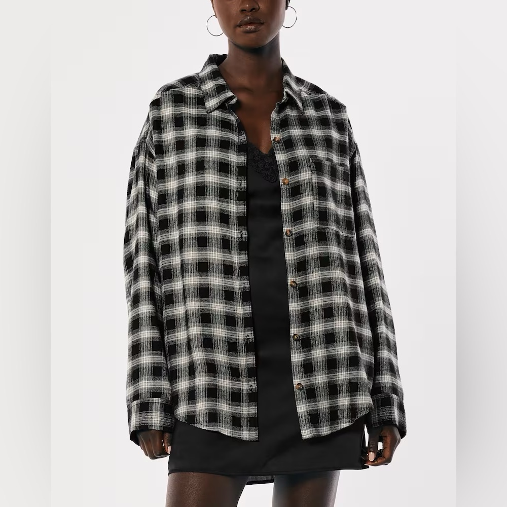 Hollister Oversized Flannel Shirt XS